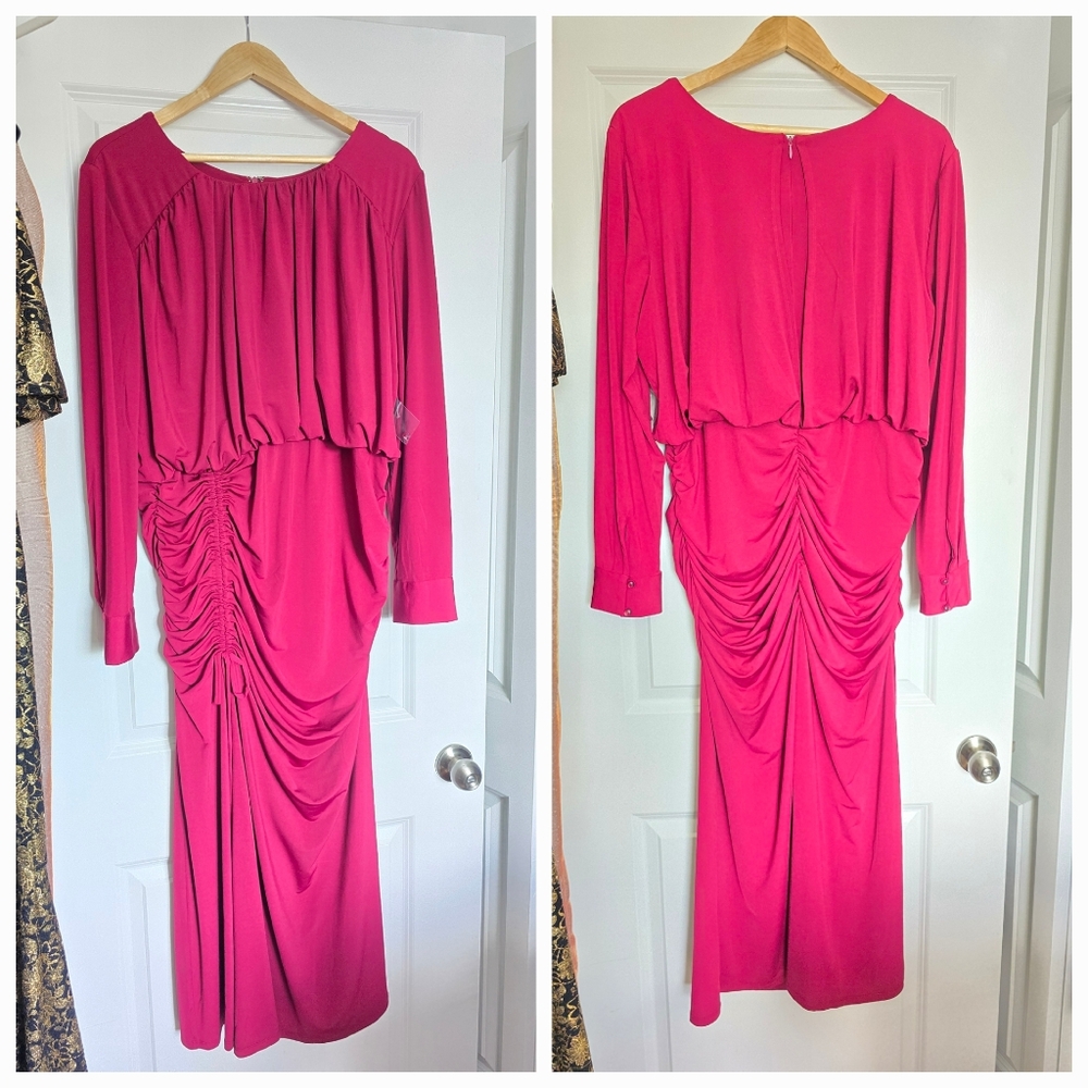 Long sleeve, draped Midnight Velvet dress